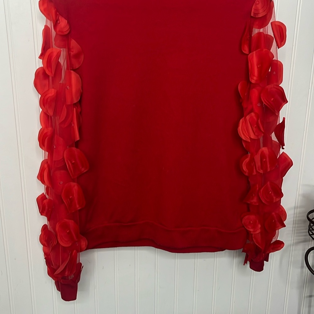 Red Floral Embellished Blouse